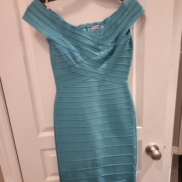 Herve Leger Teal NWT Bandage Dress size S - Picture 2 of 14